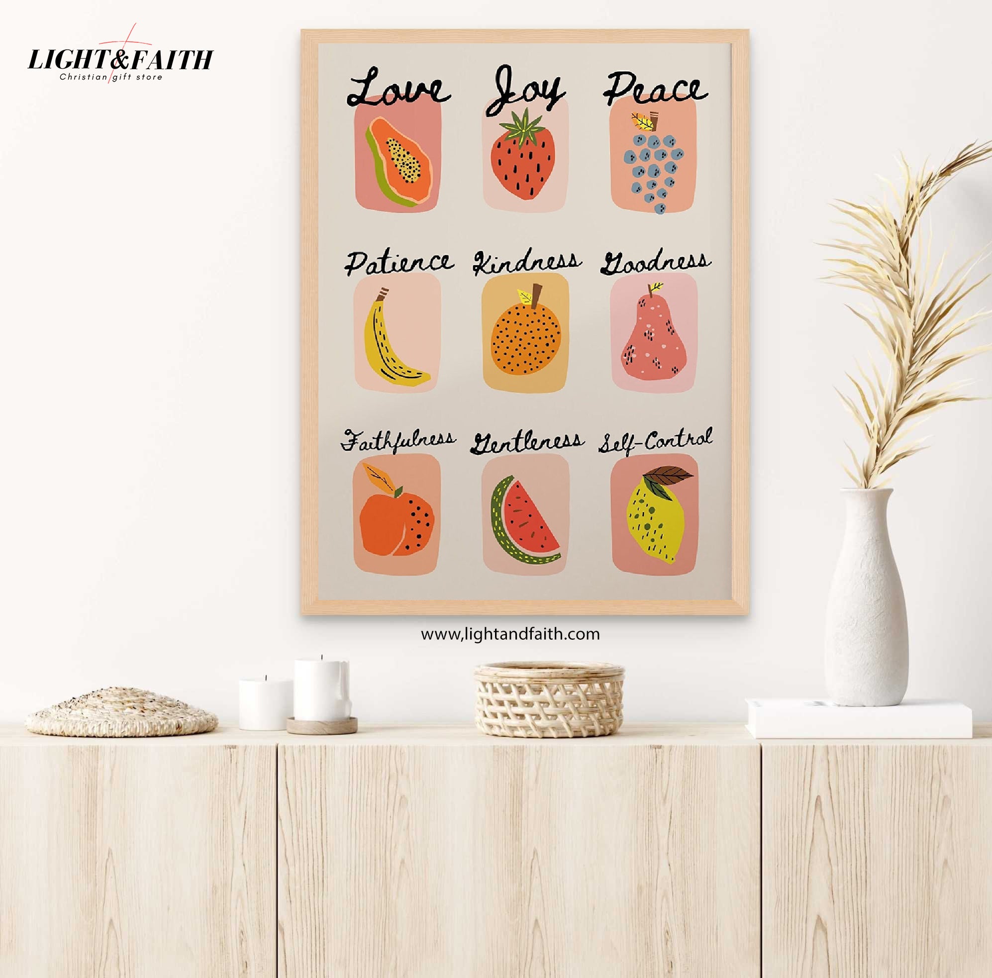 Fruit of the Spirit Art Poster, Retro Christian Poster, Scripture Poster, God Art, Bible Art Poster